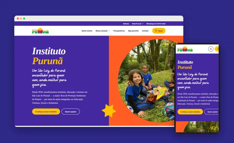 Site novo do Instituto Purunã no computador e no celular