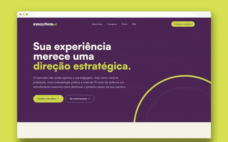 Página de vendas da Executivos.vc: Sua experiência merece uma direção estratégica