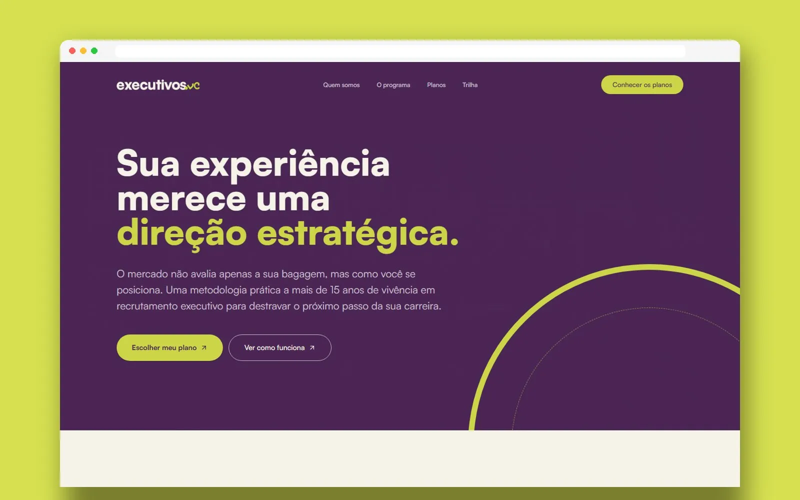 Página de vendas da Executivos.vc: Sua experiência merece uma direção estratégica