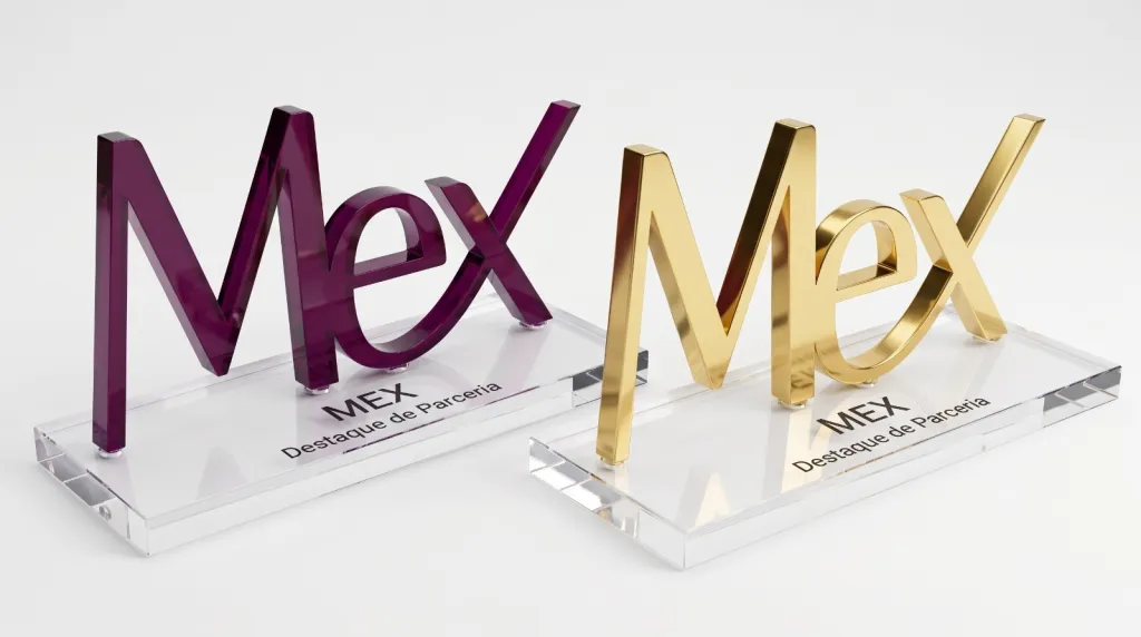 Protótipo do troféu MEX Destaque de Parceria