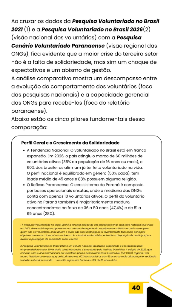 Página do Relatório Cenário do Voluntariado Paranaense